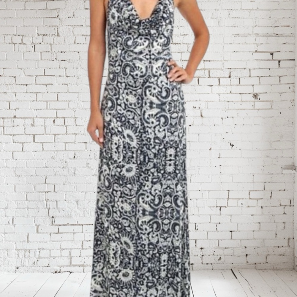 Chaser Cowl Neck Maxi Dress XS NWT | Batik Print + Soft Drape | Boutique Boho - Picture 3 of 11